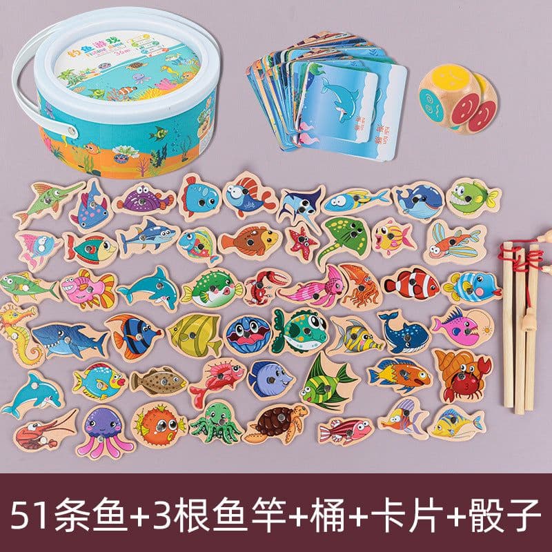 image-Wooden Educational Magnetic Fishing Toy for Toddlers Ages 2-3 Years