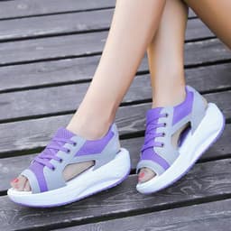 image-Amazon Summer Shake Bottom Women's Sandals Muffin Thick Bottom Lace Up Sandals Beach Shoes Size 43