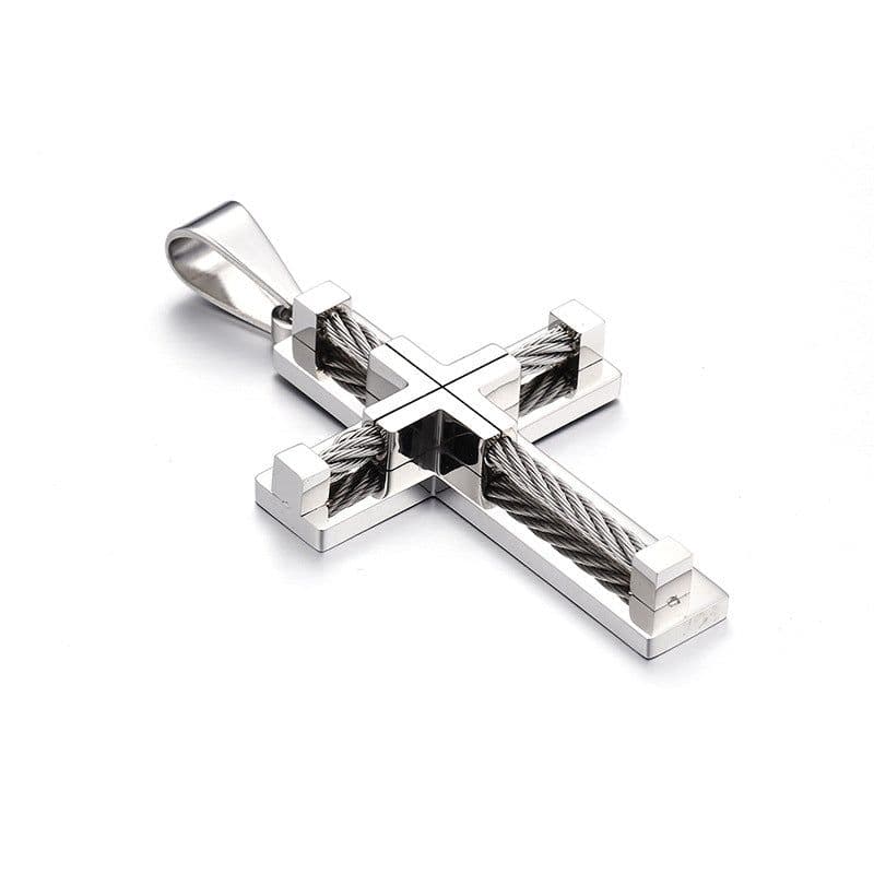 image-Cross Pendant Necklace - Stainless Steel Men's
