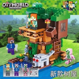 image-Lego-Compatible Minecraft Building Blocks Set - Cave & Tree House