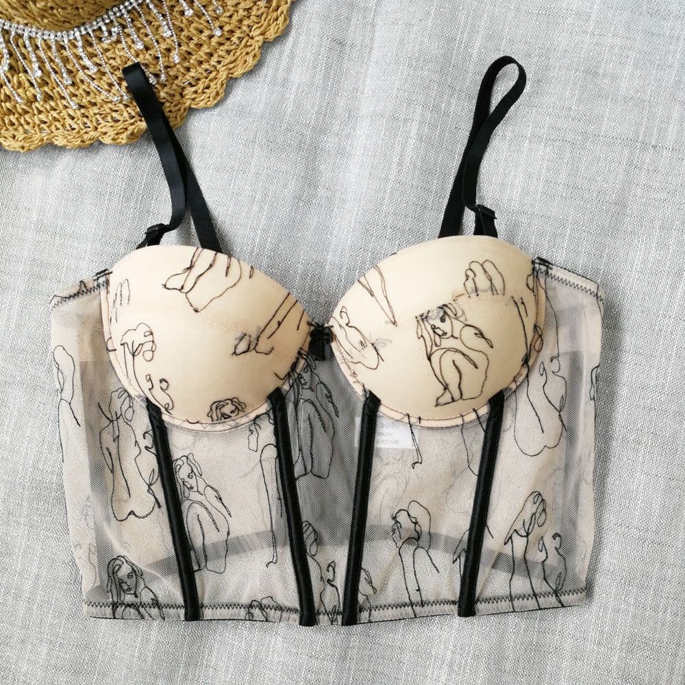 image-Sexy Hot Tube Top - Khaki Fishbone Lace - 40C/90 Slim