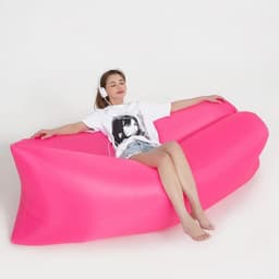 image-Inflatable Red Beach Sofa Air Bed Single Deck Portable Camping Chair (57 characters)
