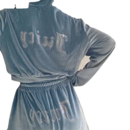 image-Women's 2-Piece Velvet Suit Set - Blue 3D Pattern XXL
