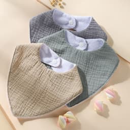 image-3 Pack Baby Cotton Waterproof Bibs - Triangle