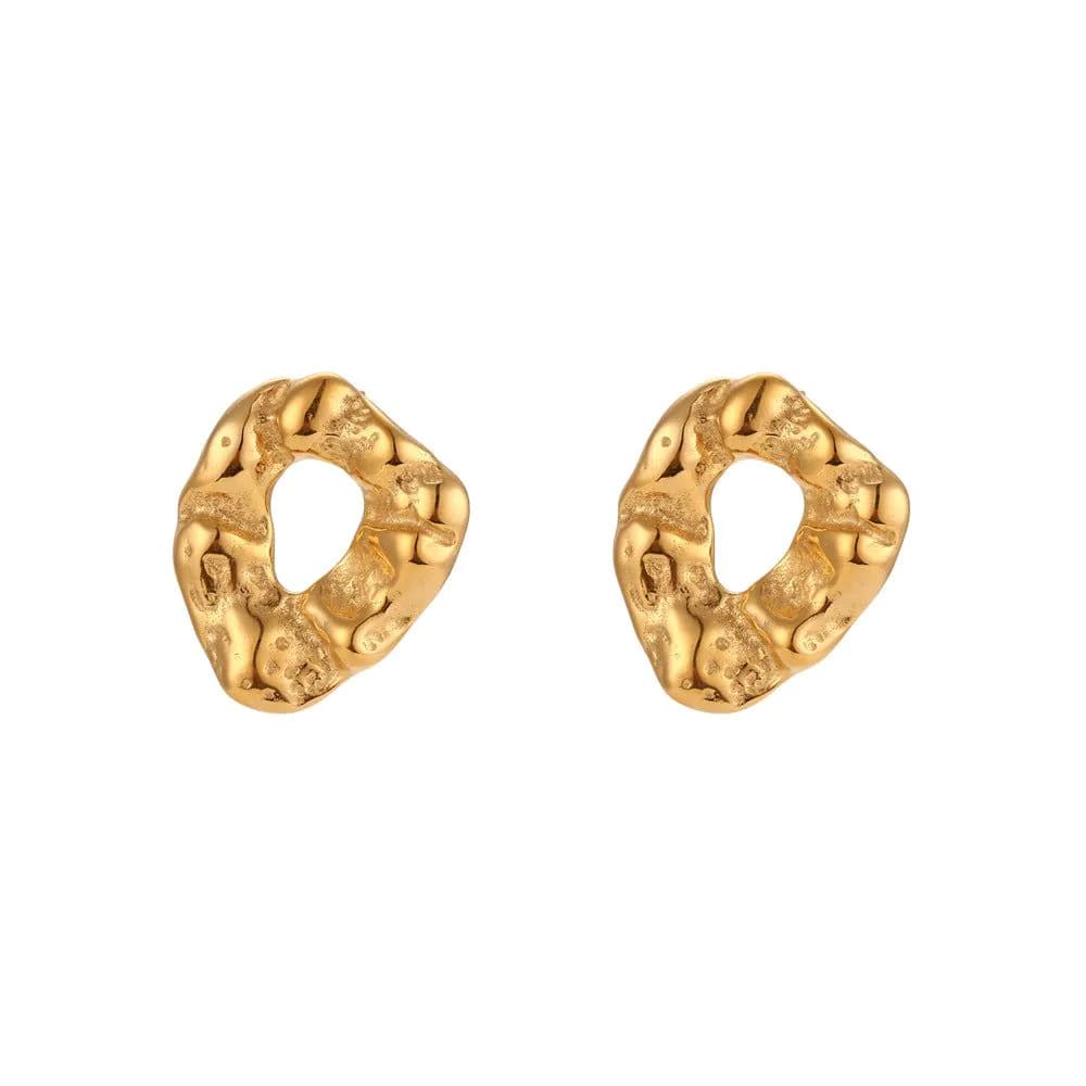 image-Meng JIA Stainless Steel Hoop Earrings - Gold