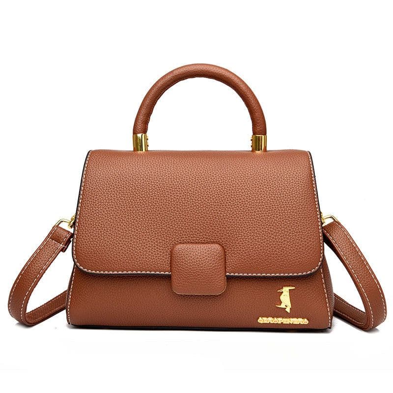 image-Genuine Leather Shoulder Bag - Brown Square