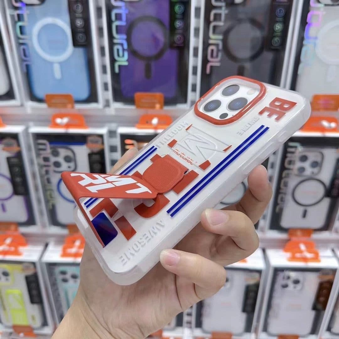 image-Mutural iPhone 15 Pro Case - Red TPU PC Wristband