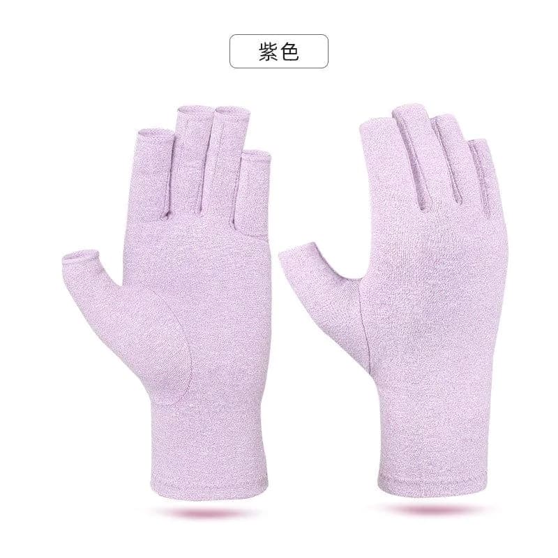 image-Cotton Polyester Half-Finger Cycling Gloves Grey L