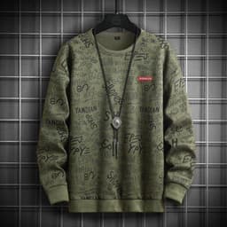 image-Men's 2023 Spring Casual Suede Print Sweatshirt 5XL Apricot