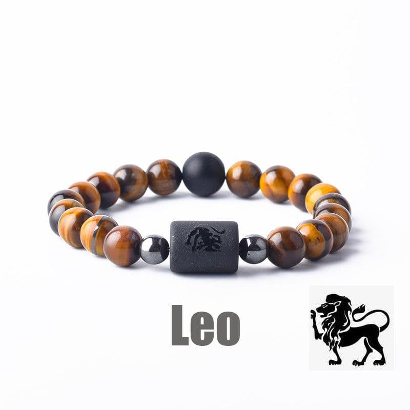 image-Tiger Eye Stone Zodiac Bracelet - Natural Stone Beaded