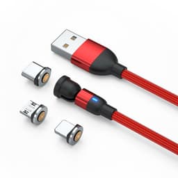 image-New product 3A fast charging rotating magnetic suction data cable 540 degree round magnetic charging cable three-in-one bending magnetic suction cable