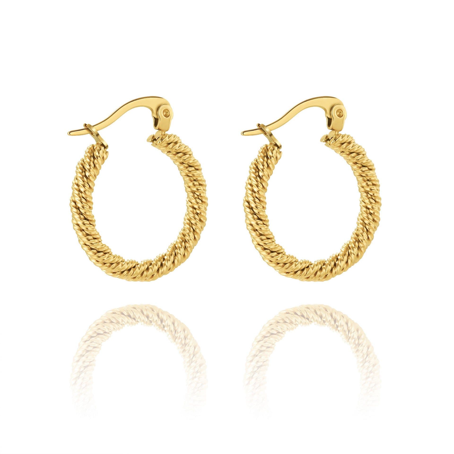 image-Titanium Steel C-Shaped Earrings 18K Gold Plated