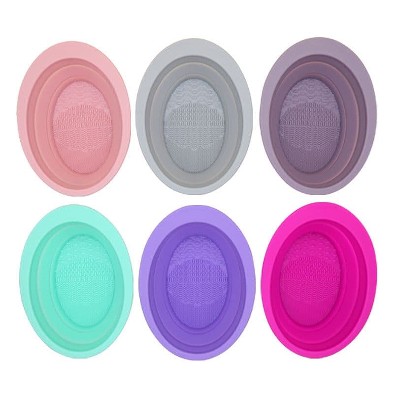 image-Silicone Cleaning Bowl - Oval Folding Scrub Pad