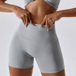 image-Yoga Shorts High Waist Women's Haze Gray Nylon