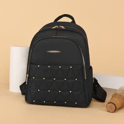 image-Large Capacity Women's Oxford Cloth Rhombus Backpack - Black