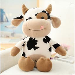 image-Plush Cow Toy - Blue & White Striped - 40cm Gift for Kids