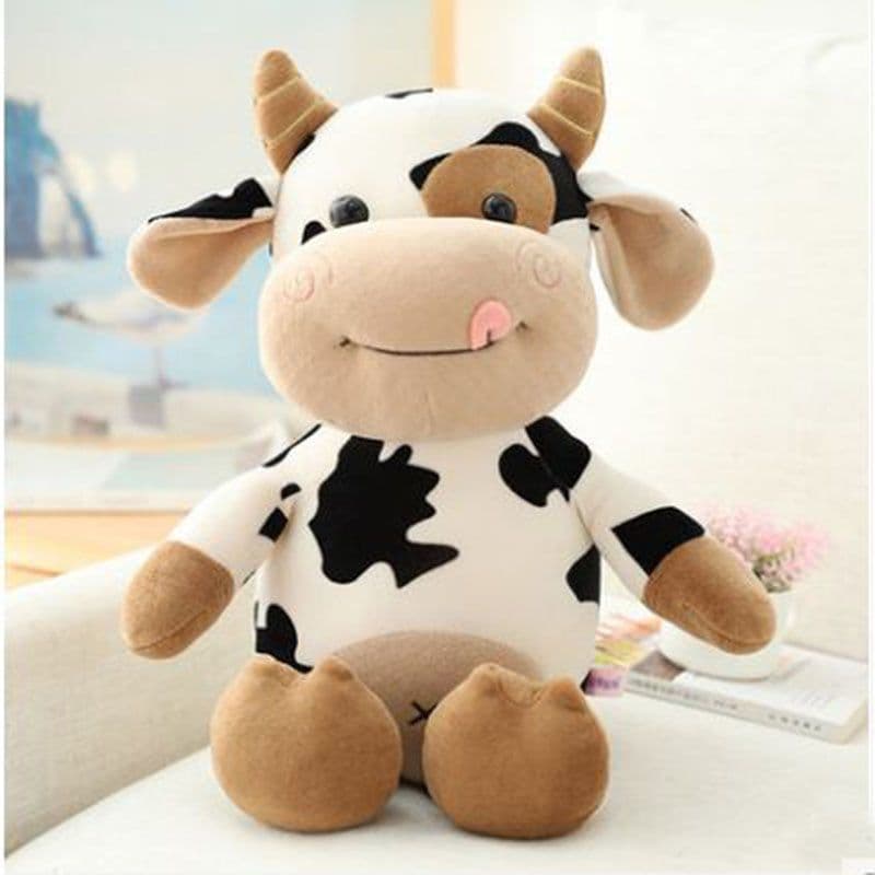 image-Plush Cow Toy - Blue & White Striped - 40cm Gift for Kids