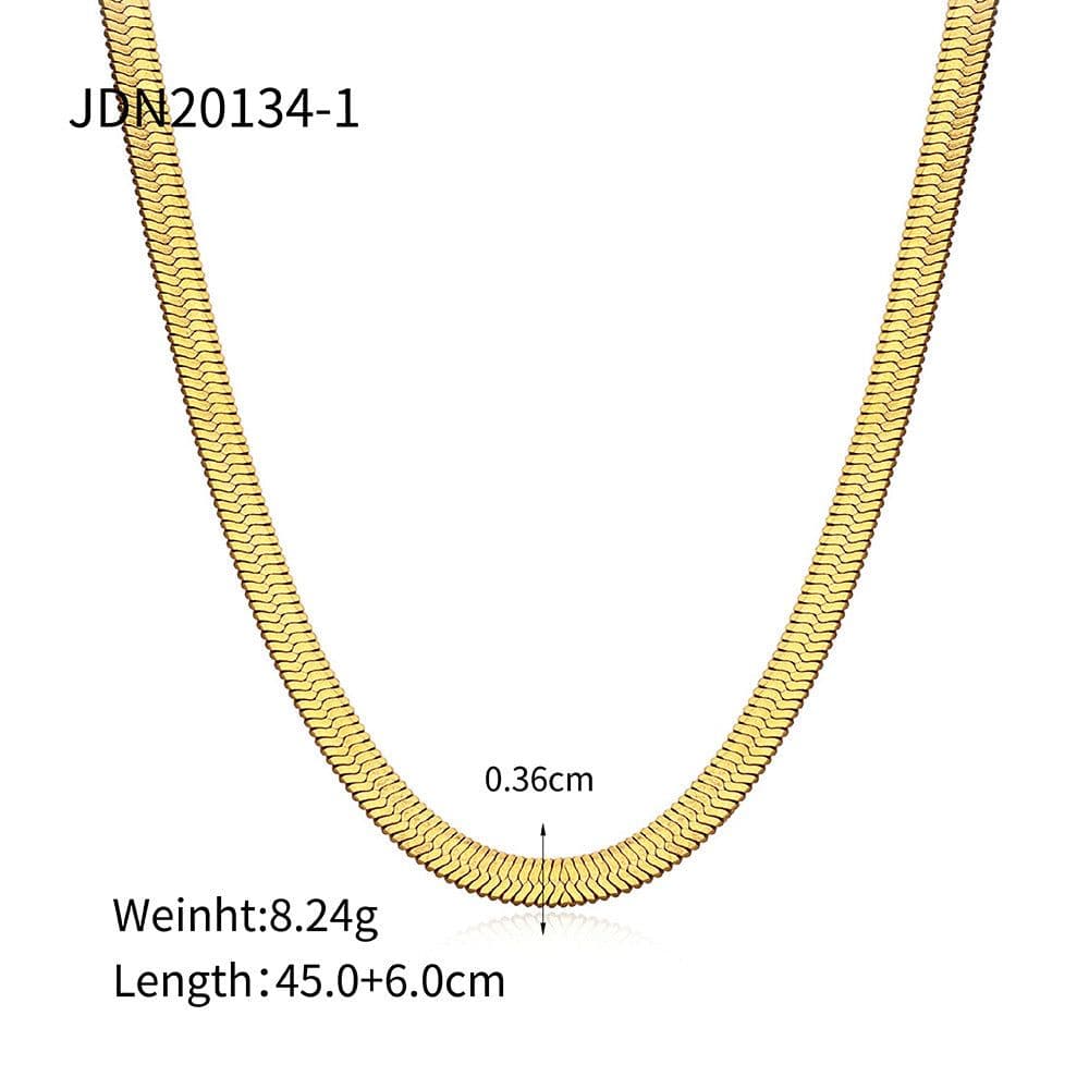 image-Stainless Steel Snake Bone Chain Necklace - Gold