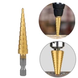 image-Pagoda Hex Shank Step Drill Bit Set Titanium Plated HSS 3Pcs