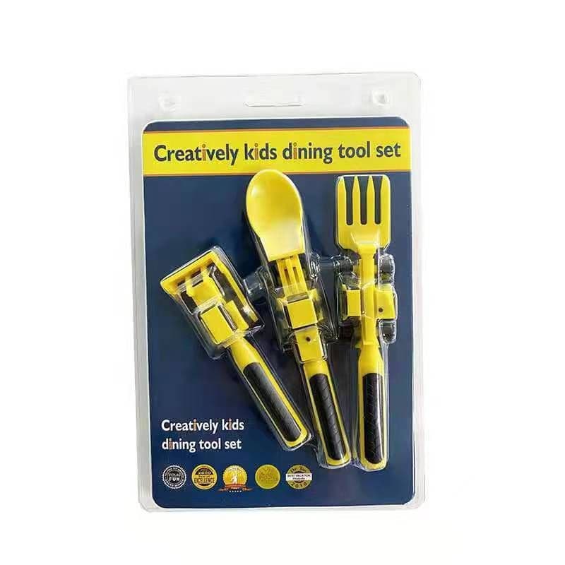 image-Dinneractive Car Bulldozer Excavator Plate Fork Set - Children's Tableware 3pc