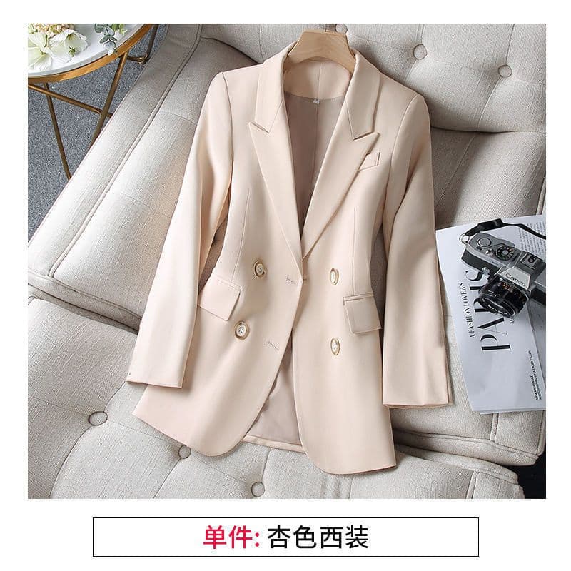 image-Women's Slim Suit Jacket - Apricot Mesh