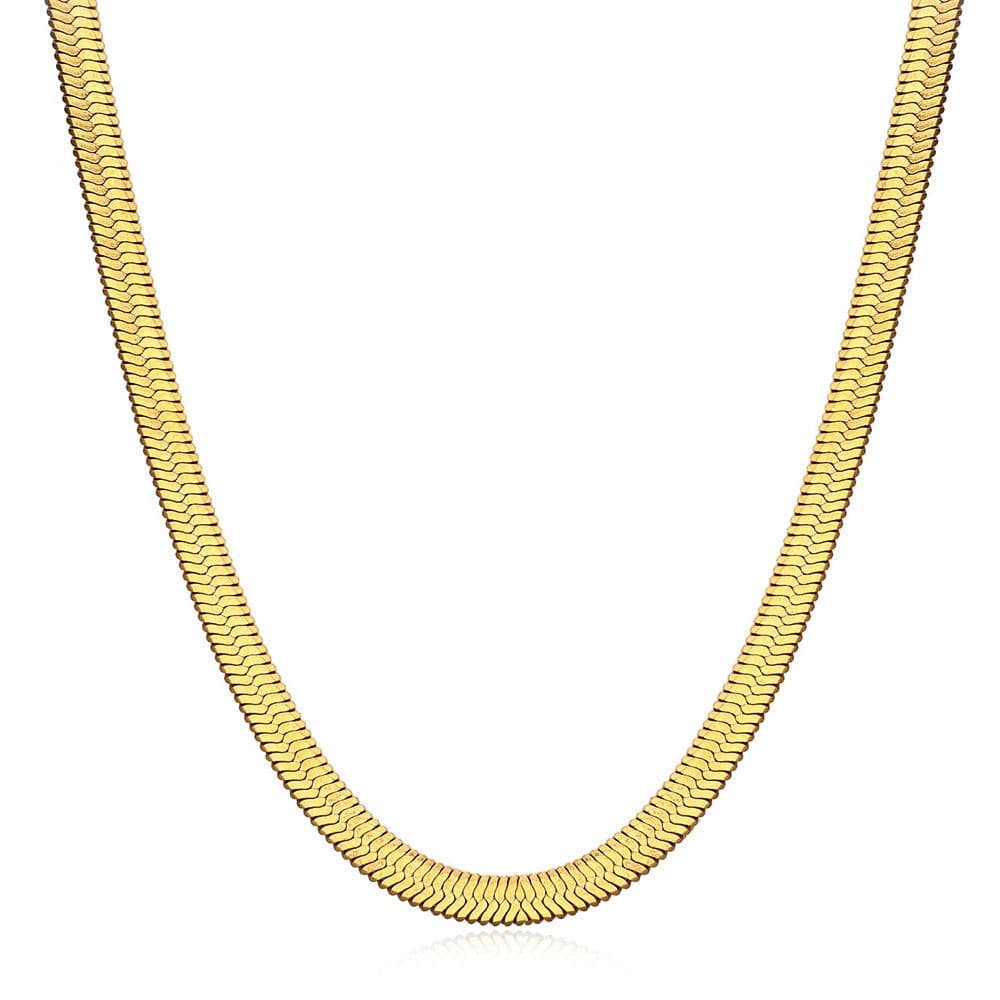 image-Stainless Steel Snake Bone Chain Necklace - Gold