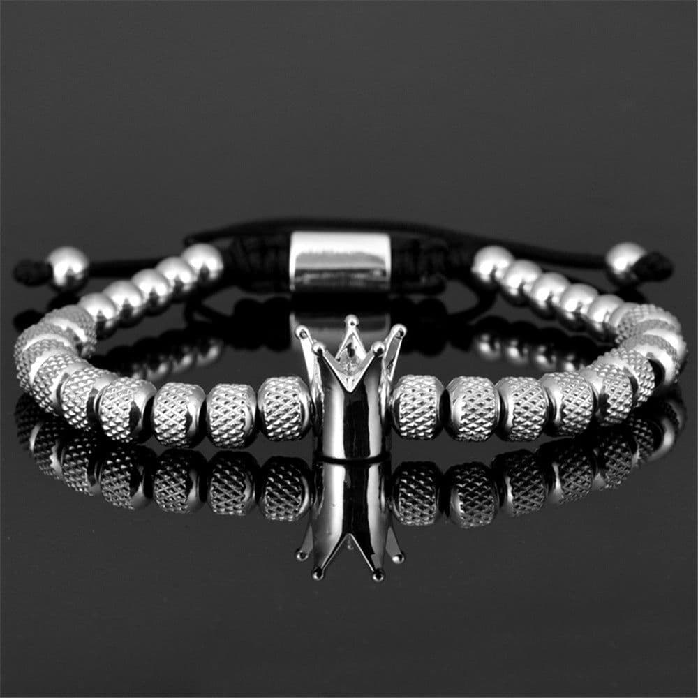 image-Cross-border Hot Sale Glossy Crown Bracelet Set Pineapple Beads Roman Numerals Twist Bracelet Set