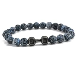 image-Cross Border Blue Weathered Stone Beaded Hand Jewelry Frosted Metal Dumbbell Buddha Beads Bracelet Jewelry Fashion Bracelet
