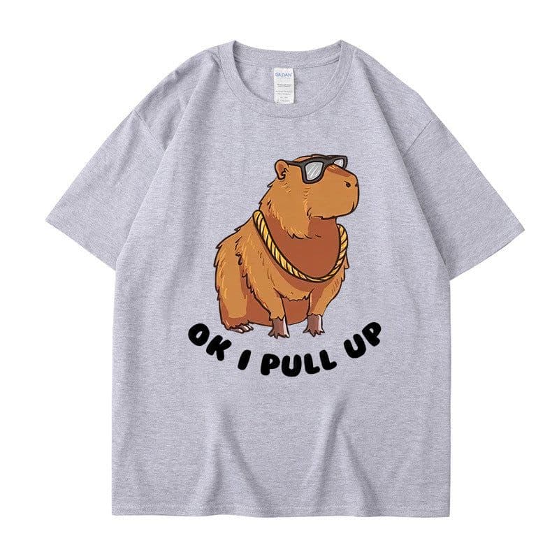 image-Cross-border independent station new summer cartoon cute Harajuku style printed cotton short-sleeved men's and women's T-shirt tops