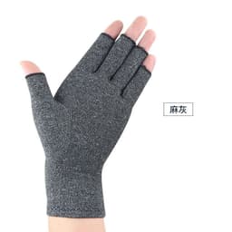 image-Cotton Polyester Half-Finger Cycling Gloves Grey L