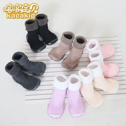 image-Anti-slip children's indoor shoes, baby floor shoes, outdoor rubber-soled children's shoes, toddler shoes, terry winter shoes and socks