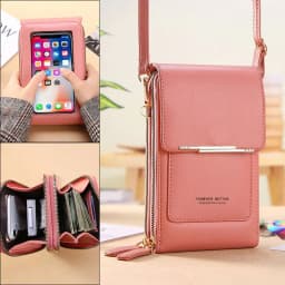 image-2022 new touch screen mobile phone bag female small oblique cute mobile phone small bag fashion wallet vertical section
