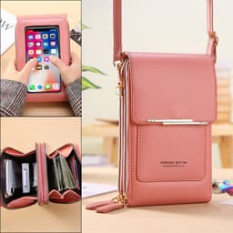 image-2022 new touch screen mobile phone bag female small oblique cute mobile phone small bag fashion wallet vertical section