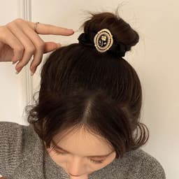 image-French Rose Hair Tie - Black Small Intestine Circle