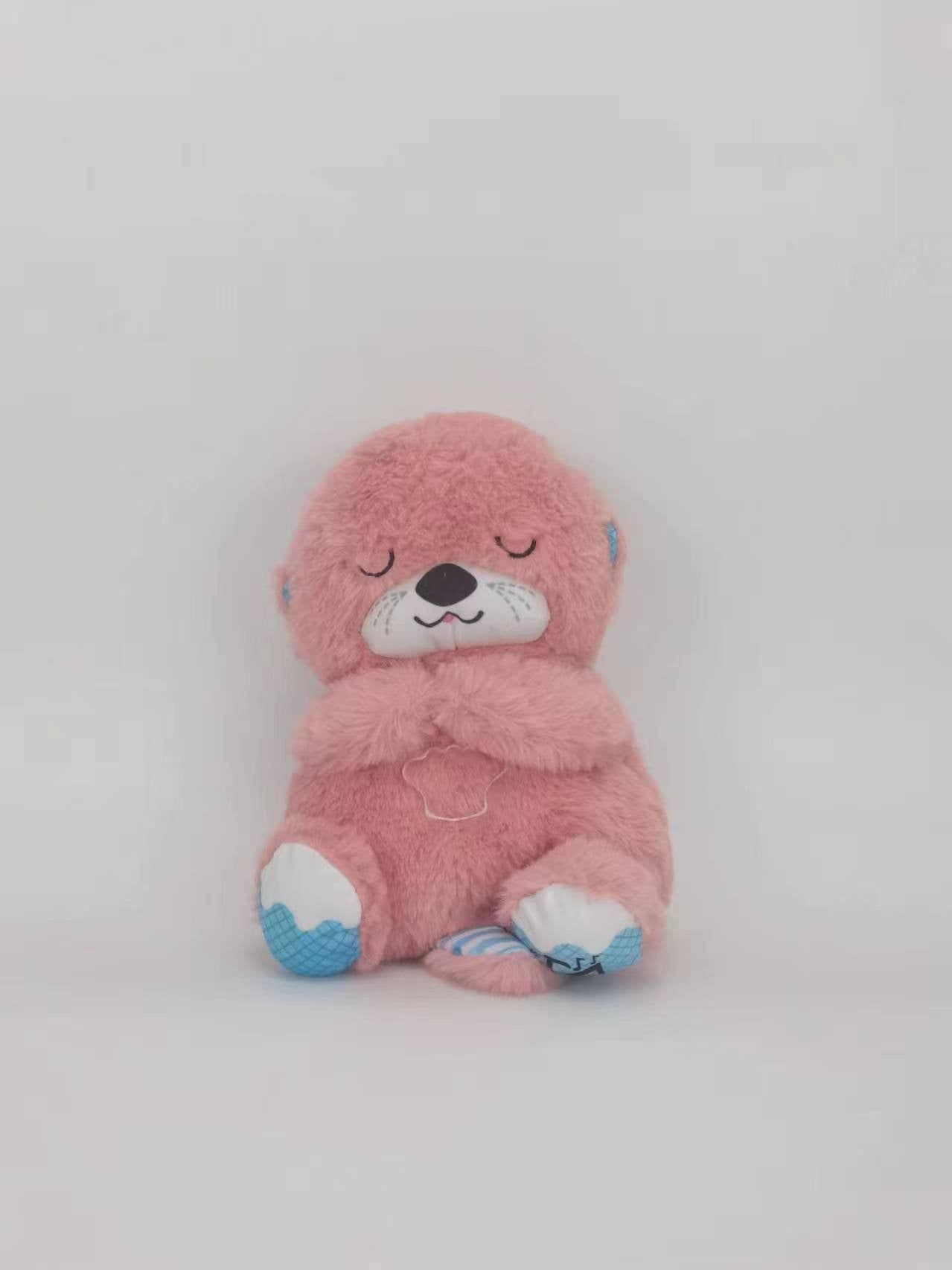 image-Cross-border new style breathing and luminous lullaby cute soothing bear sleeping soundly baby bear music doll