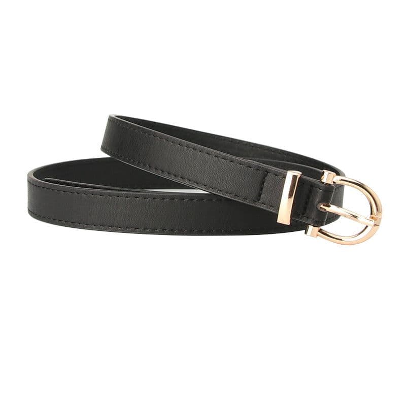 image-Korean Fashion Belt for Ladies - Imitation Leather, Alloy Buckle, Decorative Thin Jeans Belt