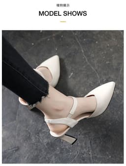 image-Fashion single shoes sandals women's summer 2023 new spring thick heel medium heel soft leather Baotou fashion women's shoes high heels