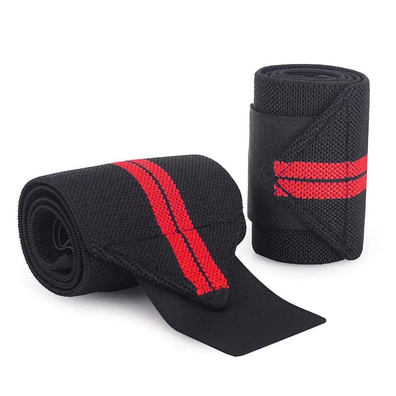 image-Sports Compression Wrist Wraps - Men's & Women's Elastic Wrist Guards 53CM White Red Stripe