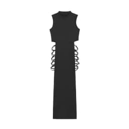 image-Women's Midi Skirt - Beige Lace-Up Sleeveless