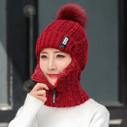 image-Winter Woolen Plus Size Velvet Hat - Women's Windproof Ear Protection Pullover Knit