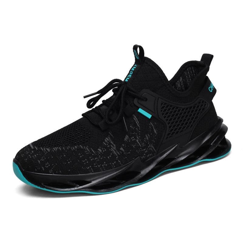 image-Men's Running Shoes - Black Red Low Cut Breathable