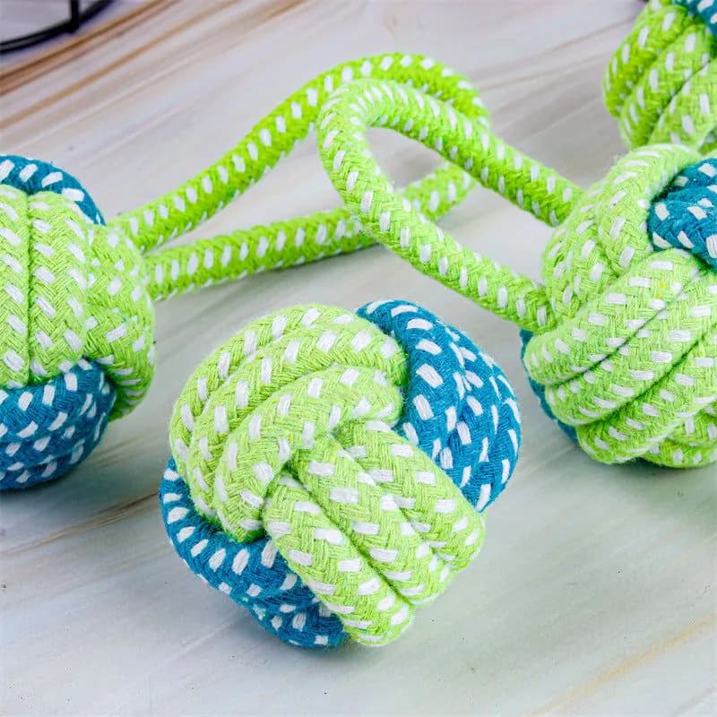 image-Cotton Rope Dog Toy Set - Teeth Cleaning Knot Toys