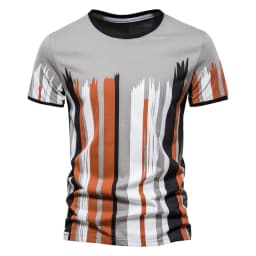 image-Men's Casual Vertical Stripe T-Shirt - 6XL Digital Print