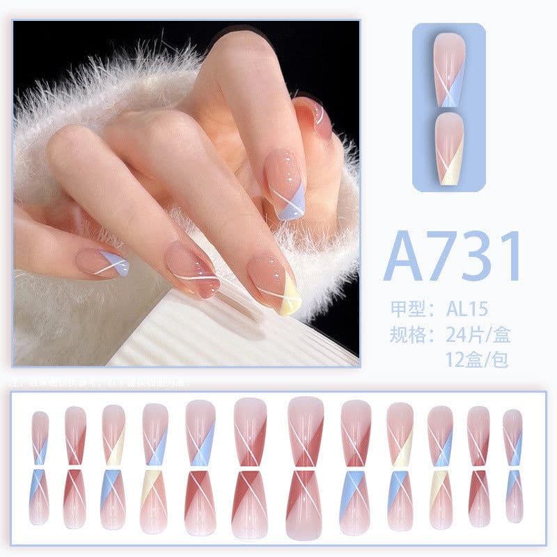 image-Fresh French flowers, cute ins wind, ice and transparent stars, long style, short style, white, high-end manicure and wearable nails