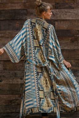 image-Long Beach Robe - Light Blue Sun Protection Kimono Cardigan