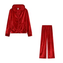 image-Women's 2-Piece Velvet Suit Set - Blue 3D Pattern XXL