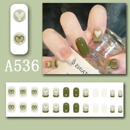 image-Summer fresh, sweet and cool style manicure, wearable nail pieces, French line blending, removable fake nail pieces, finished products wholesale