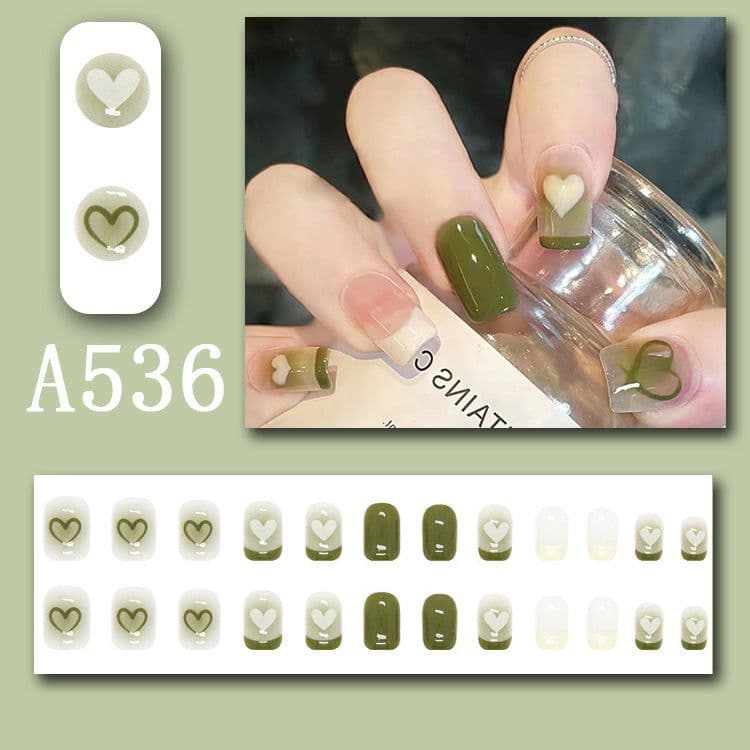 image-Summer fresh, sweet and cool style manicure, wearable nail pieces, French line blending, removable fake nail pieces, finished products wholesale