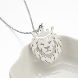 image-Gissen Crown Lion Pendant Necklace - Steel
