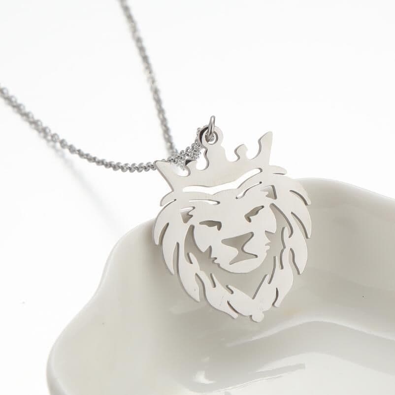 image-Gissen Crown Lion Pendant Necklace - Steel